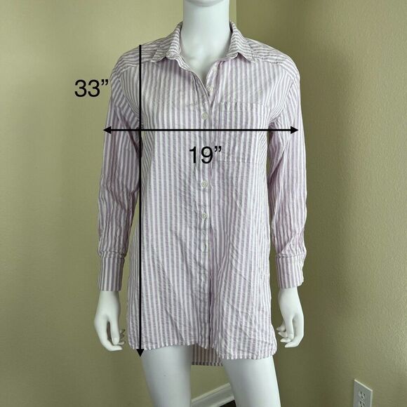 Anthropologie Women's Size XXS Longline Buttondown Striped Tunic Shirt Blouse - Picture 3 of 13